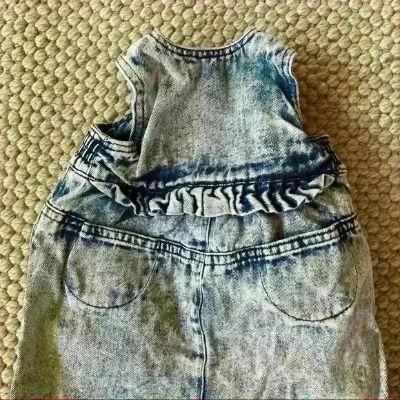 Vintage 80s Ruffle Little Ones Acid Wash Jumpsuit - Picture 7 of 12